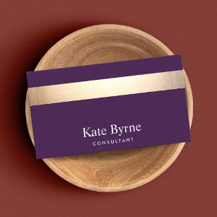 Gold Striped Modern Stylish Navy Blue Business Card