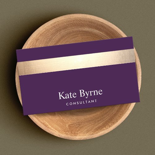 Gold Striped Modern Stylish Purple Business Card