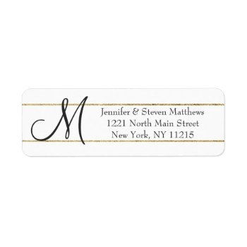 Gold Striped Monogram Initials And Name Labels by SimpleMonograms at Zazzle