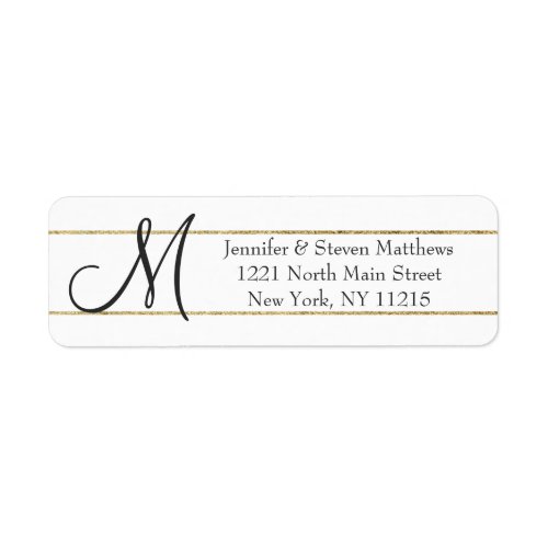 Gold Striped Monogram Initials and Name Labels