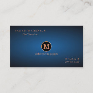 Gold Striped Monogrammed Modern Stylist Navy Blue Business Card