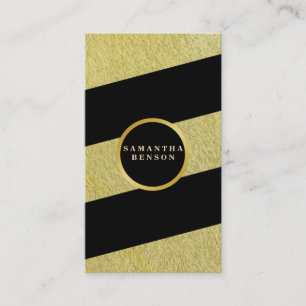 Gold Striped Pattern Yoga Instructor Business Card