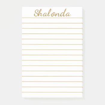 Gold Striped Personalized Post-it® Notes 4 X 6 by ChristmasBellsRing at Zazzle