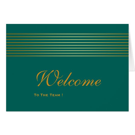 Gold Striped Sleek Green Welcome Card (Front Horizontal)