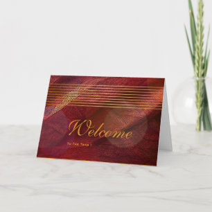 Gold Striped Sleek White Welcome Card