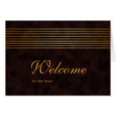 Gold Striped Sleek Wooden Welcome Card (Front Horizontal)
