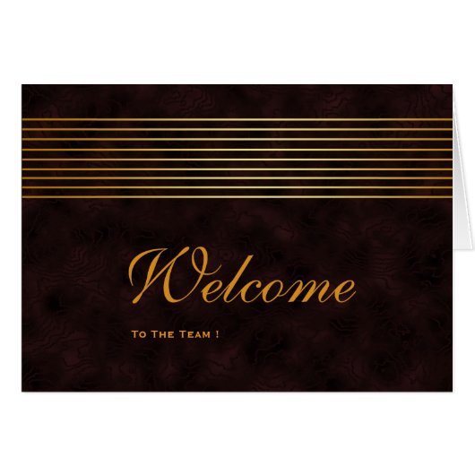 Gold Striped Sleek Wooden Welcome Card (Front Horizontal)