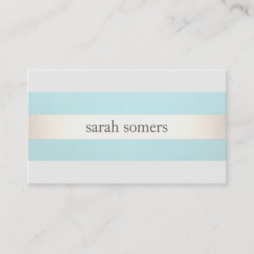 Gold Striped Turquoise Blue Beauty Salon and Spa Business Card