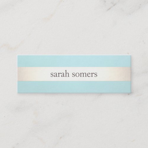 Gold Striped Turquoise Blue Beauty Salon and Spa Mini Business Card