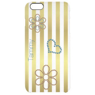 Gold Stripes and Flowers Clear iPhone 6 Plus Case