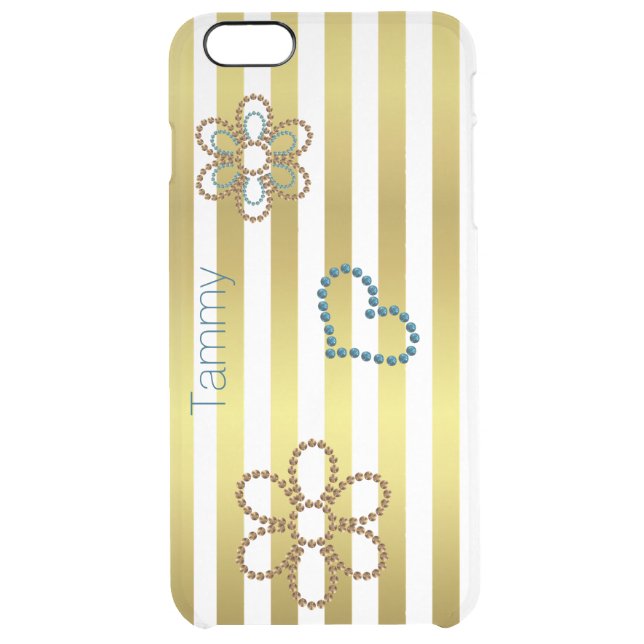 Gold Stripes and Flowers Clear iPhone 6 Plus Case (Back)