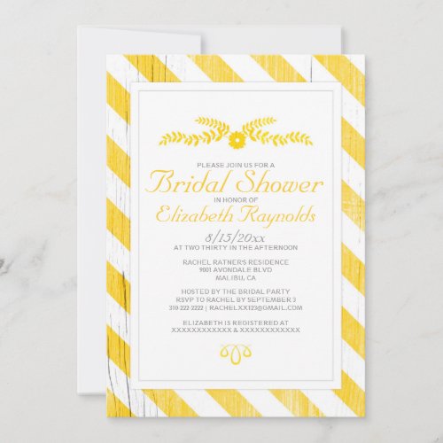 Gold Stripes Bridal Shower Invitations