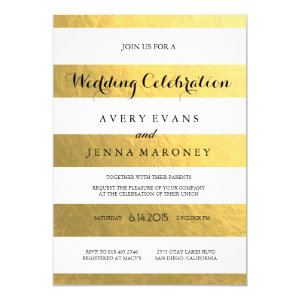 Gold Stripes Elegant Wedding Invitation