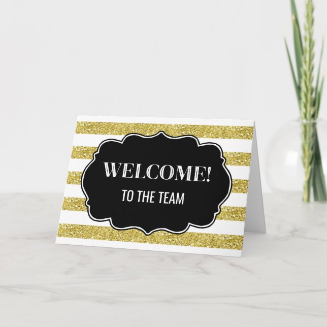 Gold Stripes Employee Welcome to the Team Card (Front)