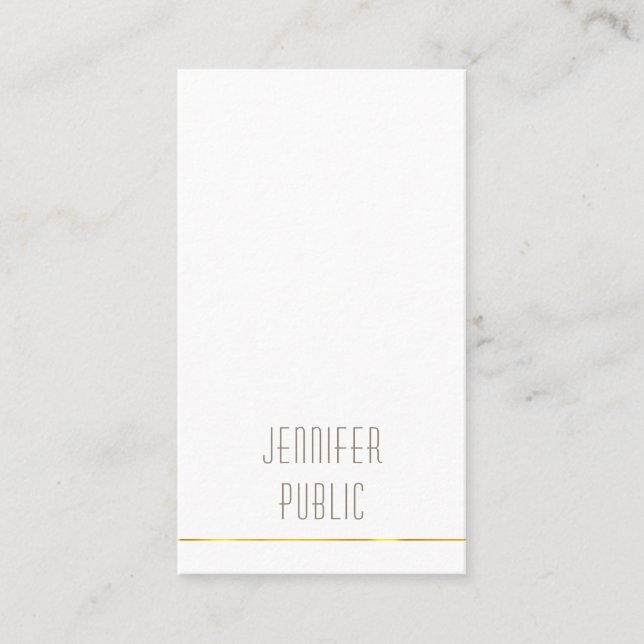 Gold Stripes Modern Minimalist Design Unique Plain Business Card (Front)