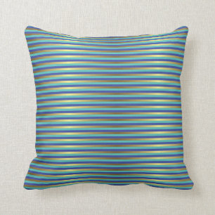 Gold Stripes Nautical Sea Blue Periwinkle Throw Pillow