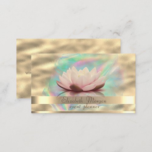 Gold Stripes Ombre Holographic Ink Lotus Gold Business Card
