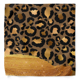Gold Stripes on Metal Glamour Cheetah Skin Bandana