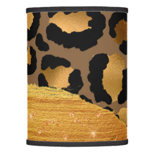 Gold Stripes on Metal Glamour Cheetah Skin Lamp Shade