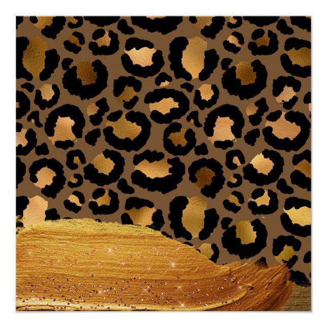 Gold Stripes on Metal Glamour Cheetah Skin Poster (Front)