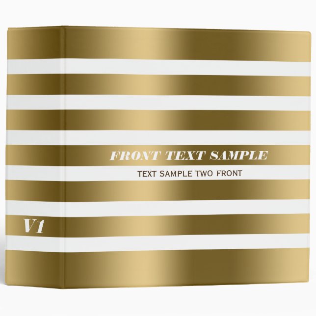 Gold Stripes Over Custom White Background Binder (Front/Spine)