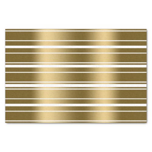 Gold Stripes Pattern Custom White Background Tissue Paper