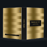 Gold Stripes Pattern Mini Binder<br><div class="desc">Elegant gold tones geometric stripes pattern with black geometric accent customizable text template.</div>