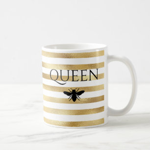 Gold Stripes Queen Bee Personalized Coffee Mug