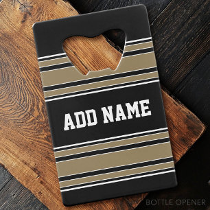 Gold Stripes Sports Jersey Name - CAN EDIT COLOR Credit Card Bottle Opener