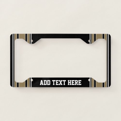 Gold Stripes Sports Jersey Name _ CAN EDIT COLOR License Plate Frame