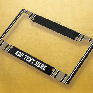 Gold Stripes Sports Jersey Name - CAN EDIT COLOR License Plate Frame