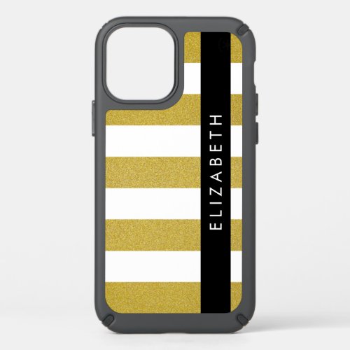 Gold Stripes Striped Pattern Lines Your Name Speck iPhone 12 Case