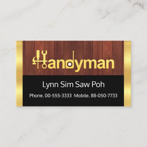 Gold Stripes Timber Handyman Signage Business Card