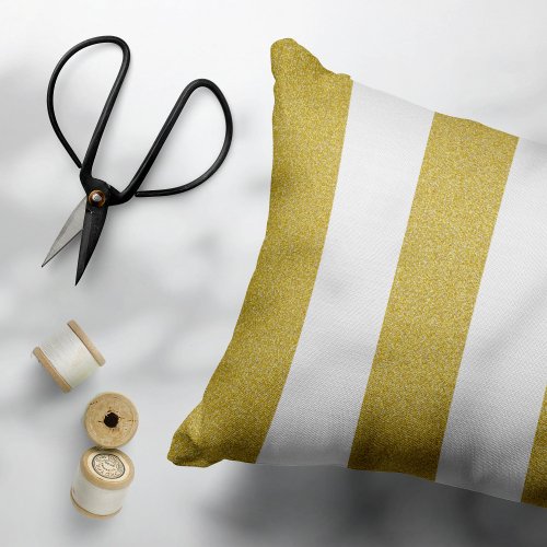 Gold Stripes White Stripes Striped Pattern Accent Pillow