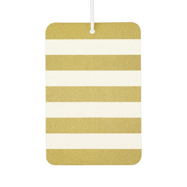 Gold Stripes, White Stripes, Striped Pattern Air Freshener (Front)