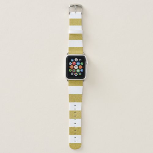 Gold Stripes White Stripes Striped Pattern Apple Watch Band