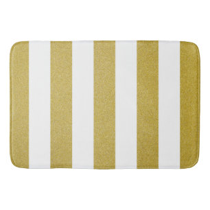 Gold Stripes, White Stripes, Striped Pattern Bath Mat