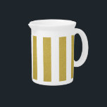 Gold Stripes, White Stripes, Striped Pattern Beverage Pitcher<br><div class="desc">Elegant,  stylish and sophisticated stripes in gold and white color. Modern and trendy gift,  perfect for the stripes lover in your life.</div>
