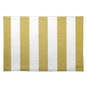 Gold Stripes, White Stripes, Striped Pattern Cloth Placemat