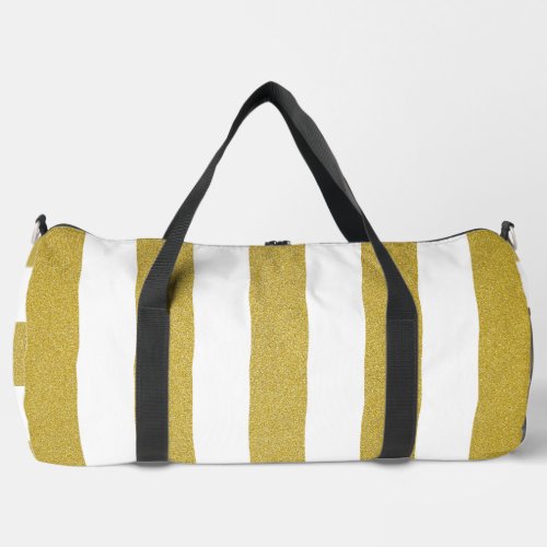 Gold Stripes White Stripes Striped Pattern Duffle Bag