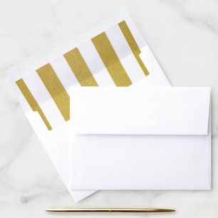 Gold Stripes, White Stripes, Striped Pattern Envelope Liner