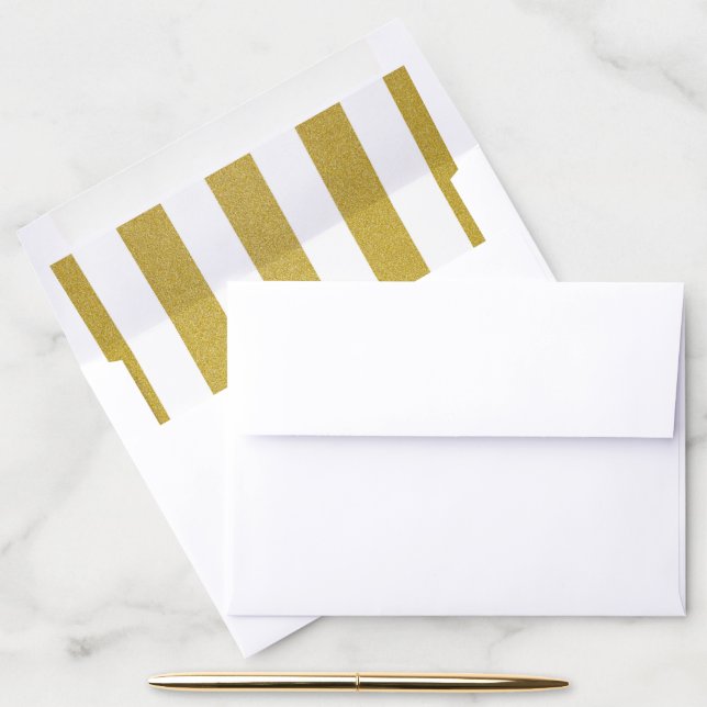 Gold Stripes, White Stripes, Striped Pattern Envelope Liner (Desk)