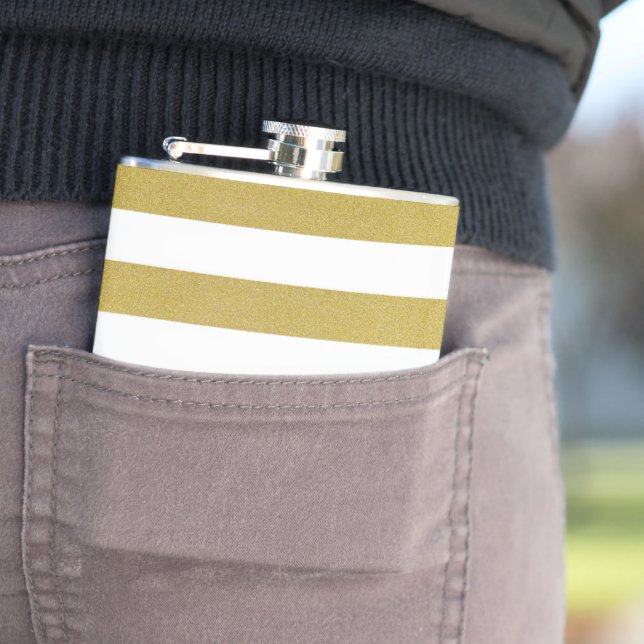 Gold Stripes, White Stripes, Striped Pattern Flask (In Situ)