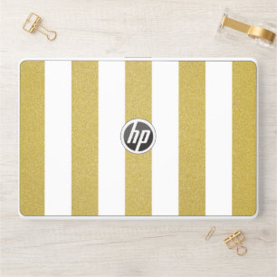 Gold Stripes, White Stripes, Striped Pattern HP Laptop Skin