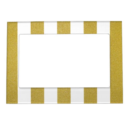 Gold Stripes White Stripes Striped Pattern Magnetic Frame