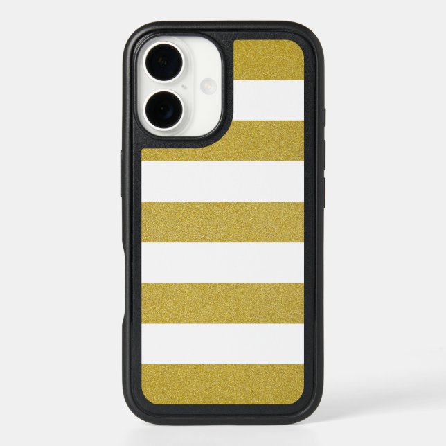 Gold Stripes, White Stripes, Striped Pattern Otterbox iPhone Case (Back)
