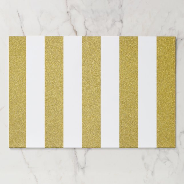 Gold Stripes, White Stripes, Striped Pattern Paper Pad (Front)