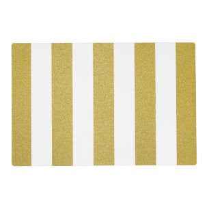 Gold Stripes, White Stripes, Striped Pattern Placemat