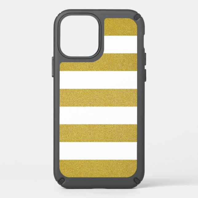 Gold Stripes, White Stripes, Striped Pattern Speck iPhone 12 Case (Front)