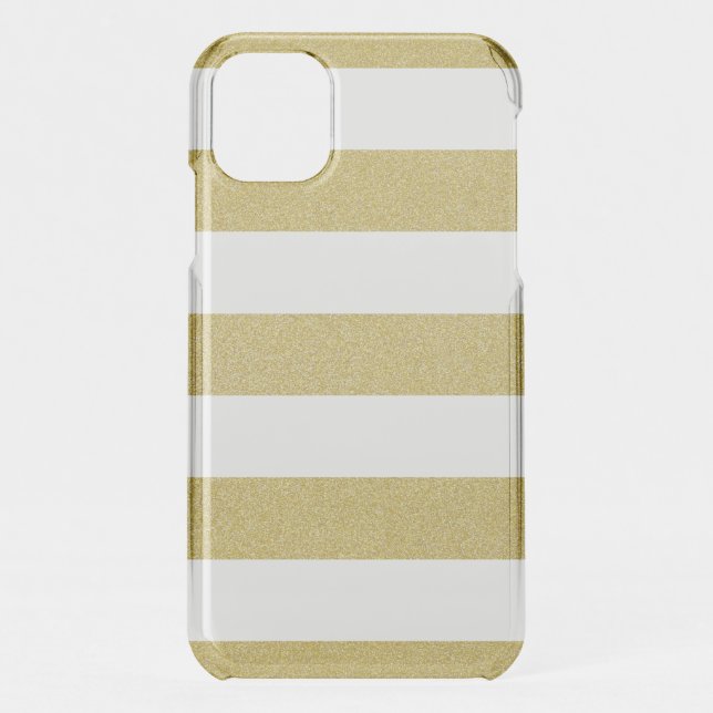 Gold Stripes, White Stripes, Striped Pattern Uncommon iPhone Case (Back)